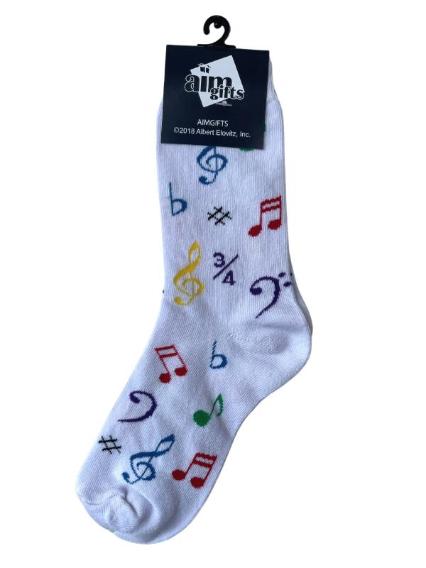 Adult Socks – White & Multicolour Piano Traders