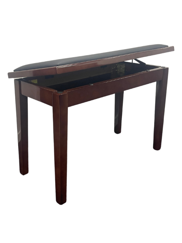 Duet Piano Bench with Storage – Brown with Black Top Piano Traders