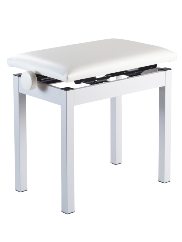 Single Adjustable Piano Bench – Metal Frame (White) Piano Traders