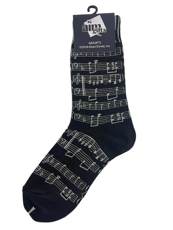 Adult Socks – Black & Silver Sheet Music Piano Traders