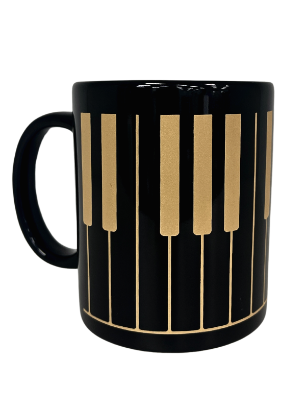 Mug Black and Gold Keyboard Piano Traders