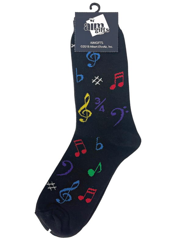 Adult Socks – Mens Black & Multicolour Piano Traders