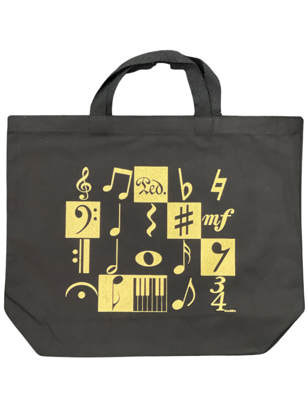 Tote Bag Golden Music Symbols Piano Traders