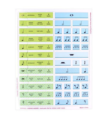 Easy Notes Note Values and Rhythms Magnets Piano Traders