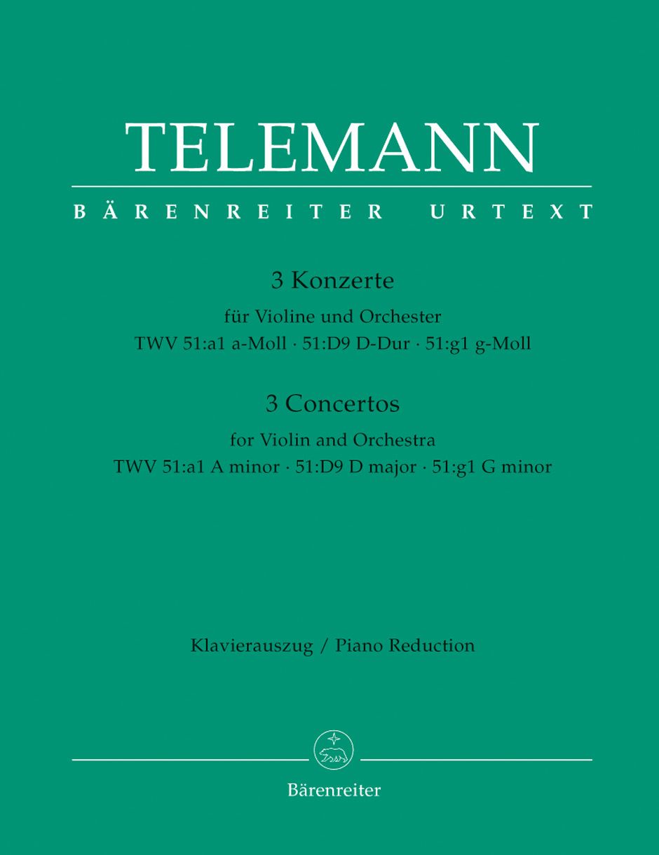 Telemann 3 Violin Concertos (Barenreiter) Piano Traders