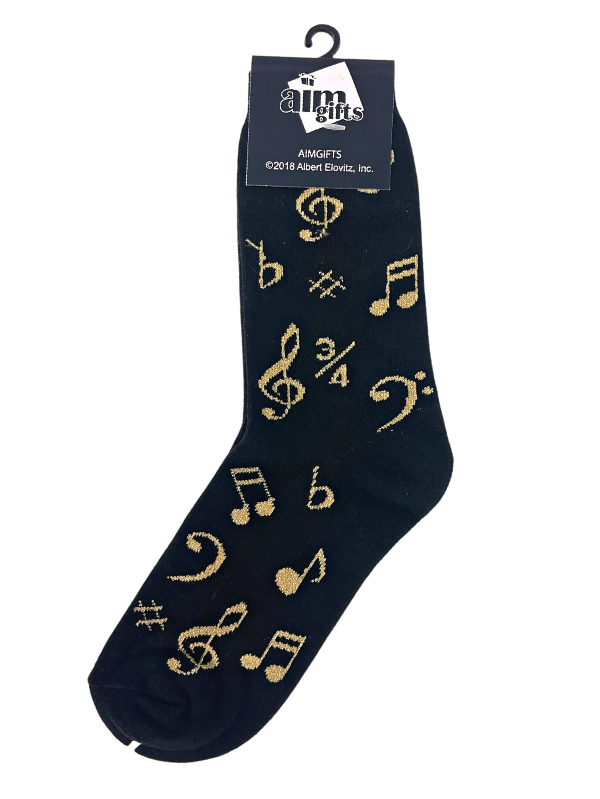 Adult Socks – Golden Music Notes Piano Traders